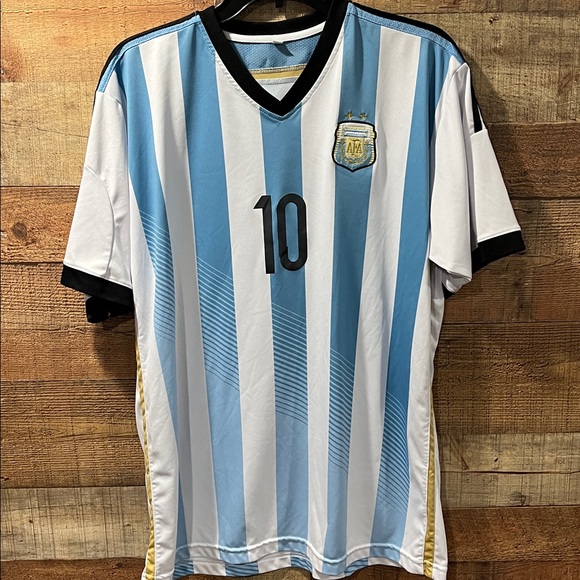 Lionel Messi Argentina Blue and White Striped Soccer Jersey men's XL - Picture 5 of 9